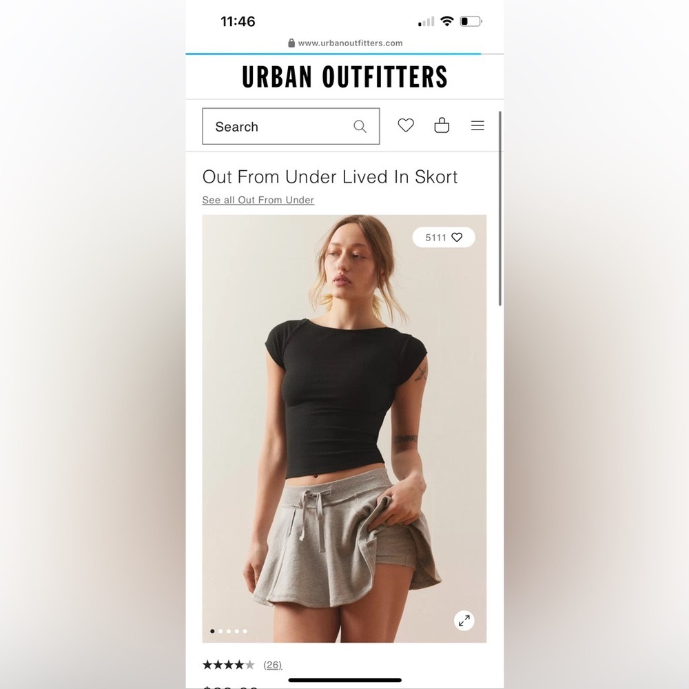 Urban Outfitters Out From Under Lived In Skort